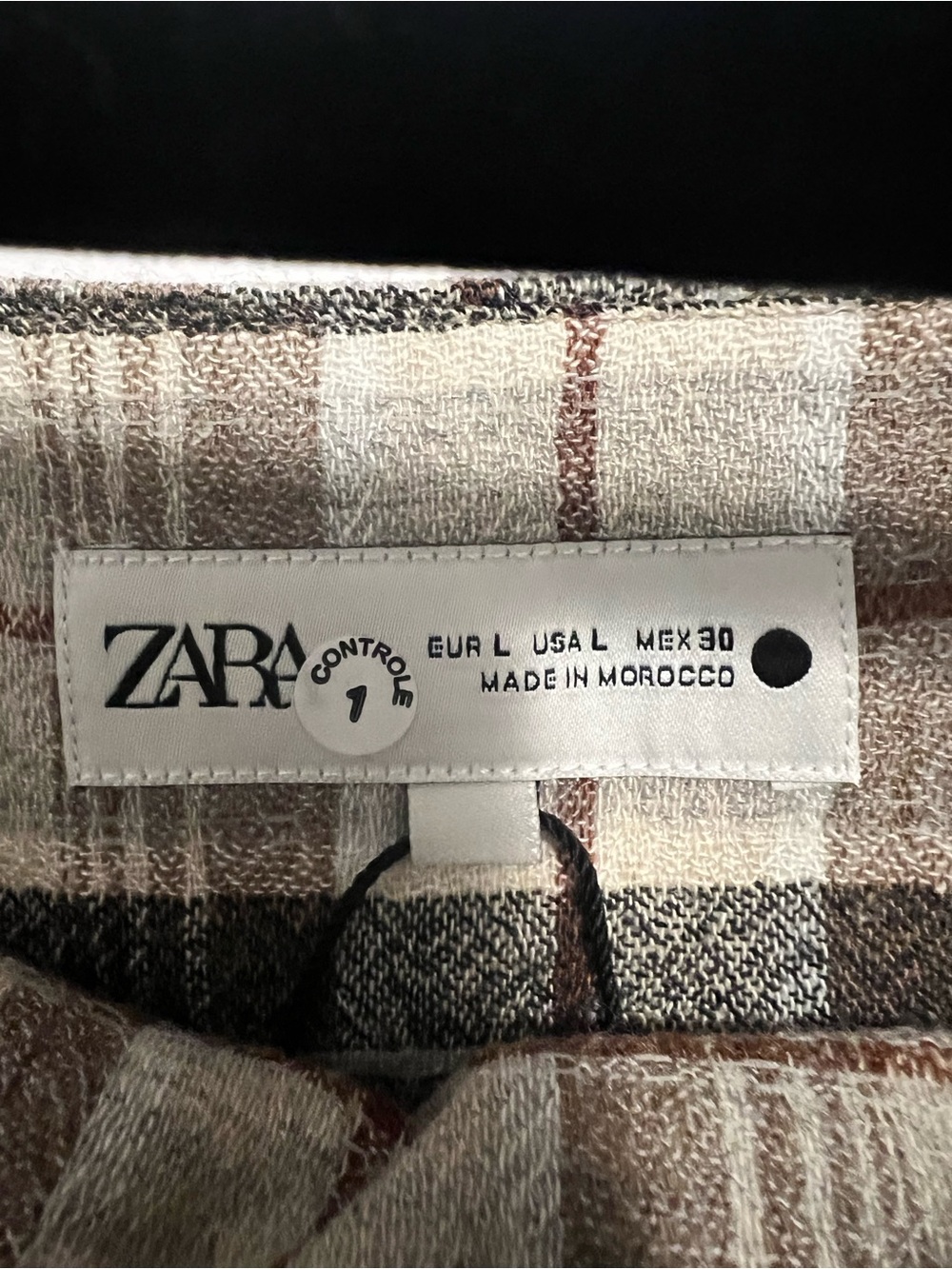 Zara Brown Cream Plaid Midi Skirt Size L NWOT - Picture 3 of 3